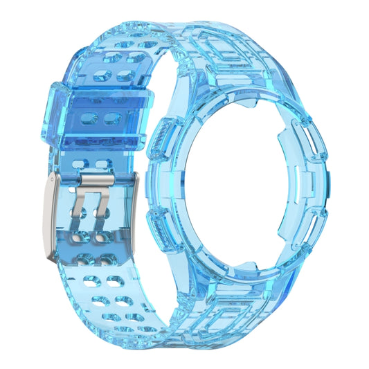 For Samsung Galaxy Watch5 44mm Armor Integrated TPU Double-Pin Buckle Smart Watch Band(Transparent Blue) by bashfashion