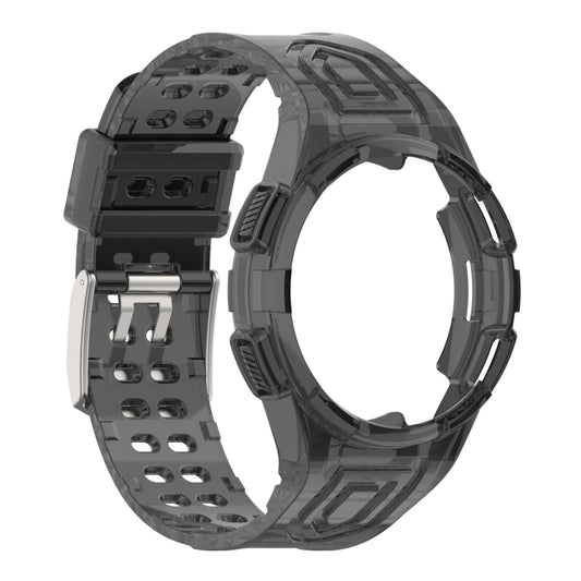 For Samsung Galaxy Watch4 44mm Armor Integrated TPU Double-Pin Buckle Smart Watch Band(Transparent Black) by bashfashion