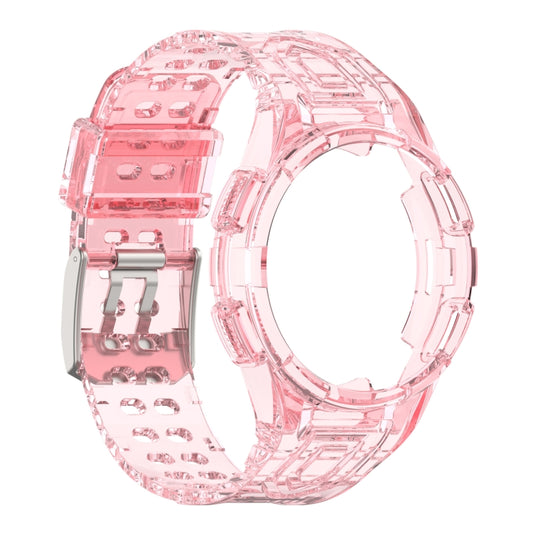 For Samsung Galaxy Watch4 40mm Armor Integrated TPU Double-Pin Buckle Smart Watch Band(Transparent Pink) by bashfashion