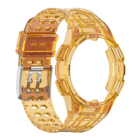 For Samsung Galaxy Watch4 40mm Armor Integrated TPU Double-Pin Buckle Smart Watch Band(Transparent Orange) by bashfashion