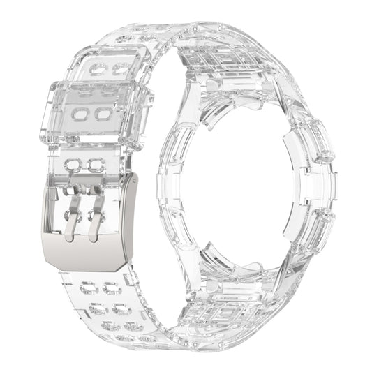 For Samsung Galaxy Watch4 Classic 46mm Armor Integrated TPU Double-Pin Buckle Smart Watch Band(Transparent White) by bashfashion