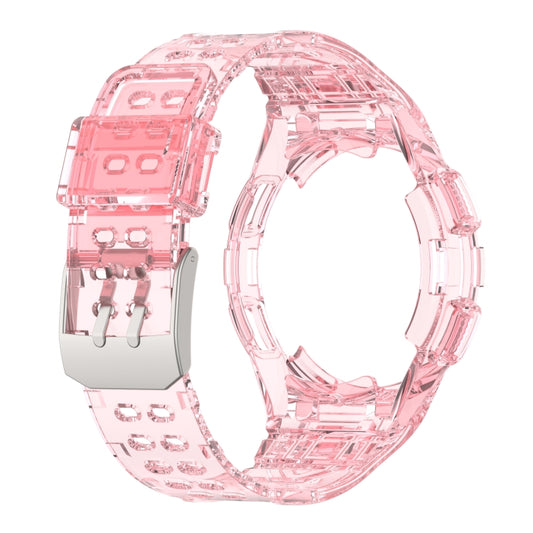 For Samsung Galaxy Watch4 Classic 46mm Armor Integrated TPU Double-Pin Buckle Smart Watch Band(Transparent Pink) by bashfashion