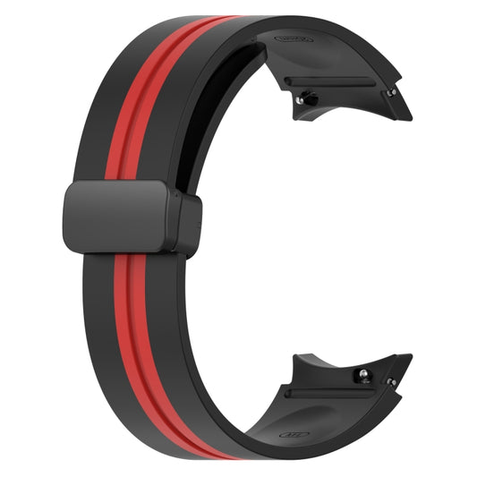 For Samsung Galaxy Watch 4 Classic 42mm Folding Magnetic Clasp Silicone Watch Band(Black+Red) by bashfashion