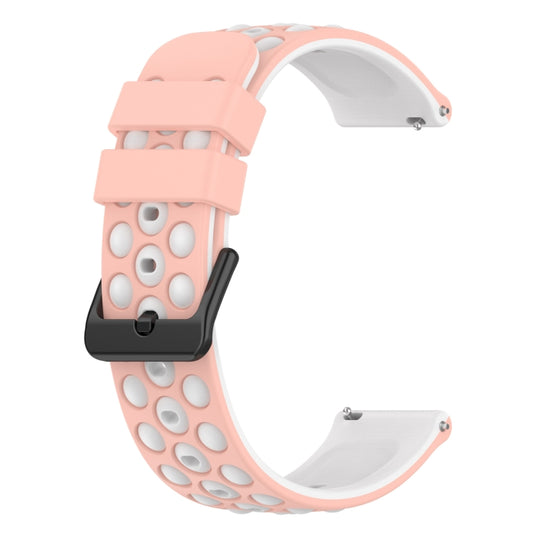 For Garmin Venu SQ 20mm Two-Color Porous Silicone Watch Band(Pink+White) by bashfashion