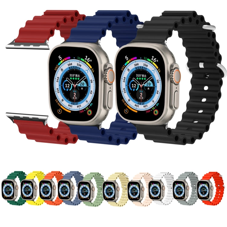 Ocean Silicone Metal Head Watch Band For Apple Watch Ultra 49mm&Watch Ultra 2 49mm / Series 9&8&7 45mm / SE 3&SE 2&6&SE&5&4 44mm / 3&2&1 42mm(Black) by bashfashion