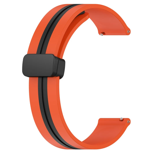 For Samsung Galaxy Watch 46mm 22mm Folding Magnetic Clasp Silicone Watch Band(Orange+Black) by bashfashion