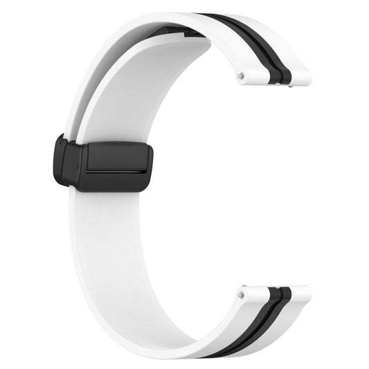 For Samsung Galaxy Watch Active 2 44mm 20mm Folding Magnetic Clasp Silicone Watch Band(White+Black) by bashfashion