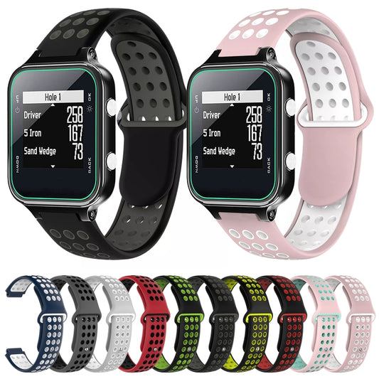 For Garmin Approach S20 Two-Color Punched Breathable Silicone Watch Band(Pink+White) by bashfashion