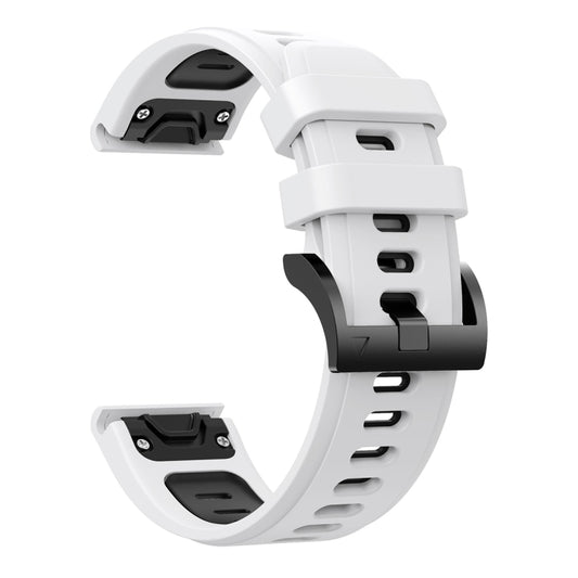 For Garmin Fenix 6X 26mm Two-Color Sports Silicone Watch Band(White+Black) by bashfashion