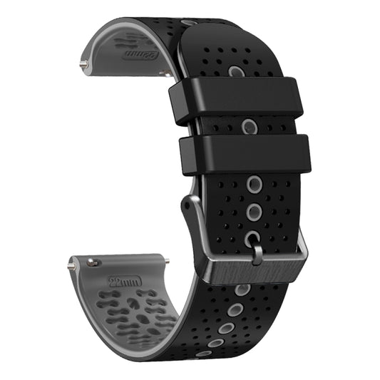 For Samsung Galaxy Watch3 45mm 22mm Perforated Two-Color Silicone Watch Band(Black+Grey) by bashfashion