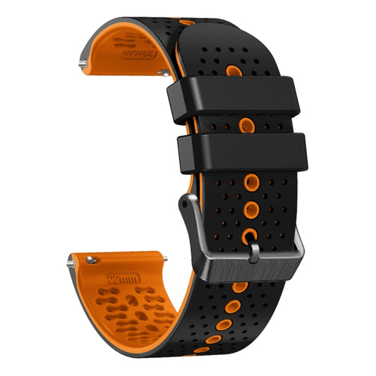 For Samsung Galaxy Watch 46mm 22mm Perforated Two-Color Silicone Watch Band(Black+Orange) by bashfashion