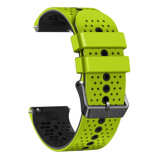 For Samsung Galaxy Watch 46mm 22mm Perforated Two-Color Silicone Watch Band(Lime+Black) by bashfashion