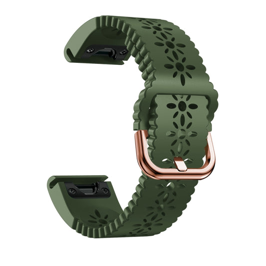 For Garmin Fenix 7S Sapphire Solar 20mm Lady's Silicone Watch Band With Lace Punch(Army Green) by bashfashion