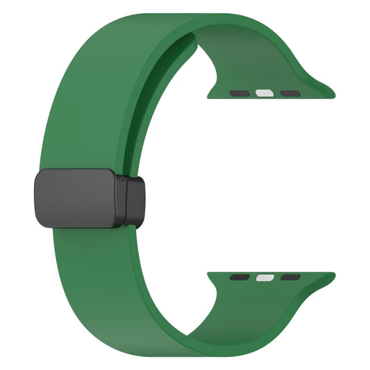 Magnetic Black Buckle Smooth Silicone Watch Band For Apple Watch Ultra 49mm(Dark Green) by bashfashion