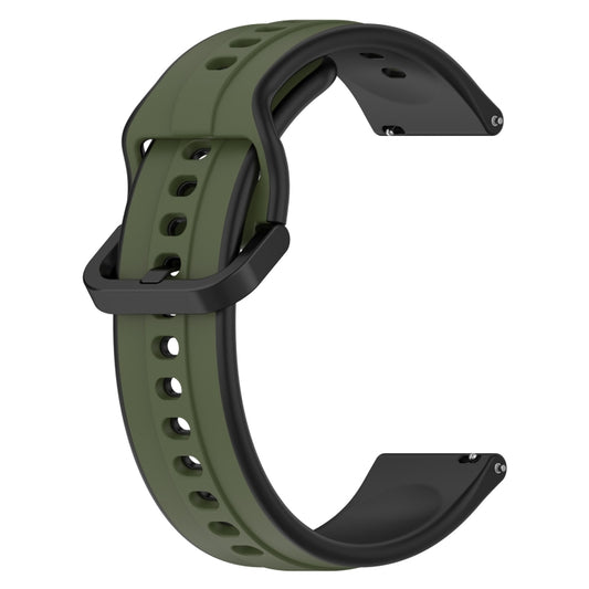 For Garmin Vivoactive3 Music 20mm Convex Loop Two-Color Silicone Watch Band(Dark Green+Black) by bashfashion