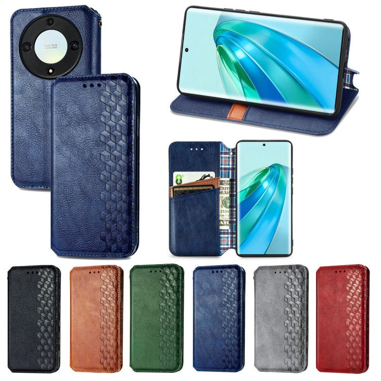 For Honor X40 Cubic Grid Pressed Magnetic PU Leather Case(Black) by bashfashion