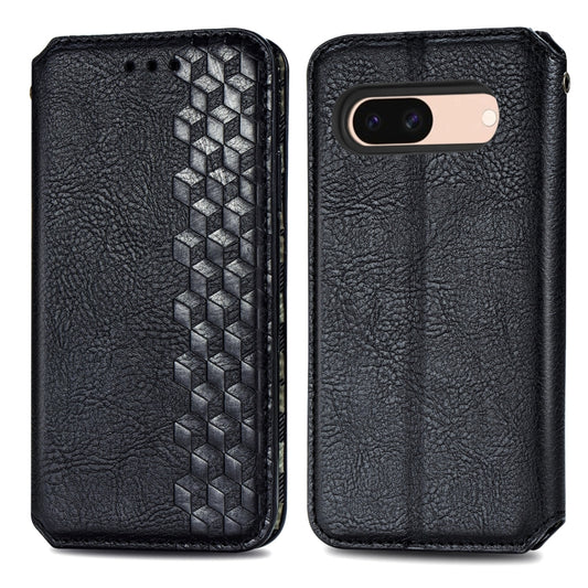 For Google Pixel 8a Cubic Grid Pressed Magnetic Leather Phone Case(Black) by bashfashion