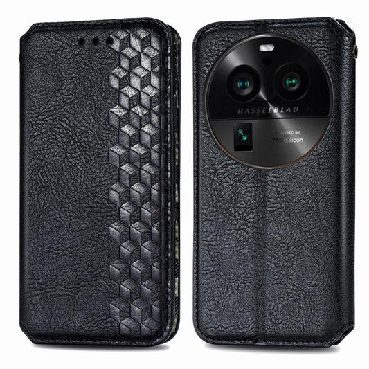 For OPPO Find X6 Pro Cubic Grid Pressed Magnetic Leather Phone Case(Black) by bashfashion