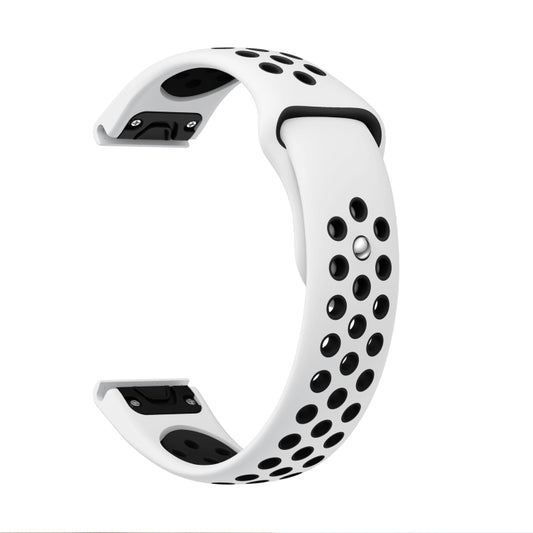For Garmin MARQ Athlete Gen 2 22mm Sports Breathable Silicone Watch Band(White+Black) by bashfashion