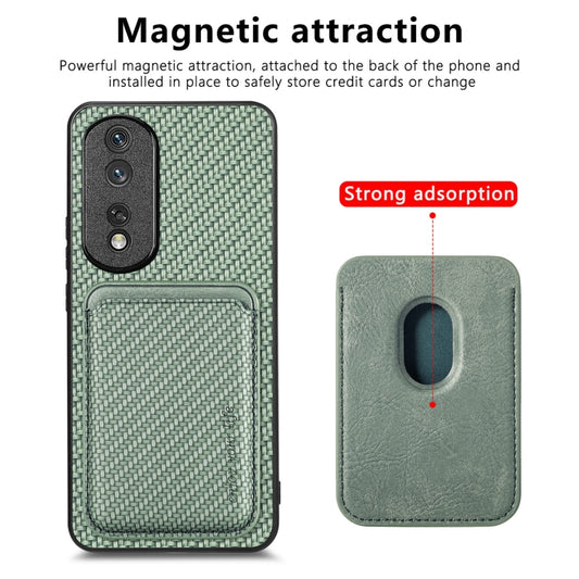 For Honor 80 Pro Carbon Fiber Leather Card Magsafe Phone Case(Green) by bashfashion