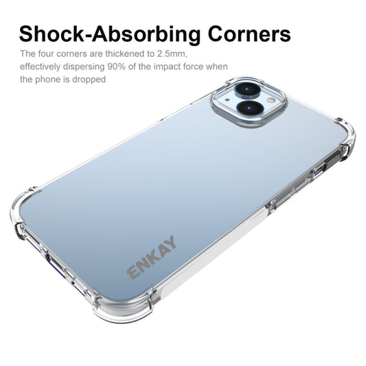 For iPhone 15 ENKAY Transparent TPU Shockproof Phone Case with Glass Film by ENKAY