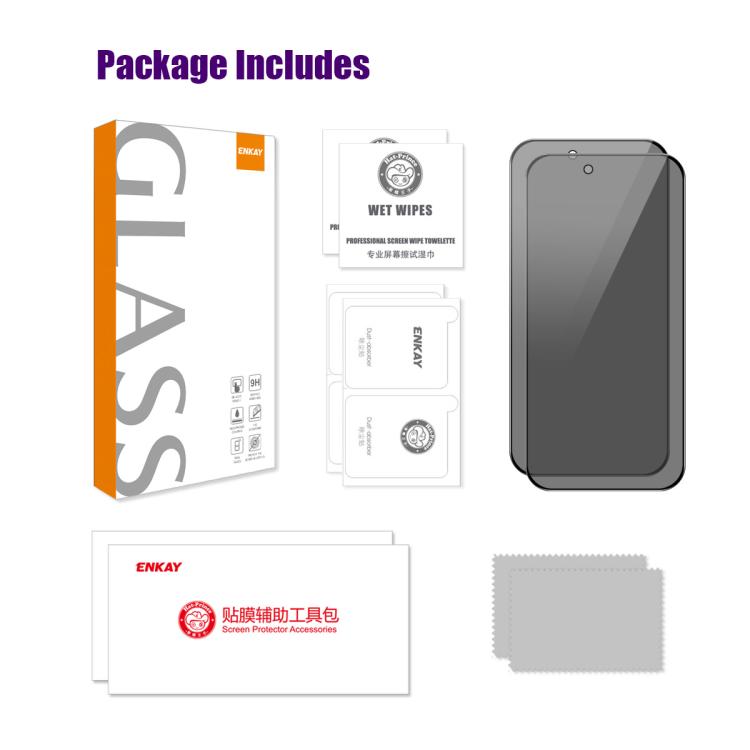 For iPhone Air 2pcs ENKAY Hat-Prince 28° Anti-peeping Tempered Glass Protector Full Screen Film by ENKAY