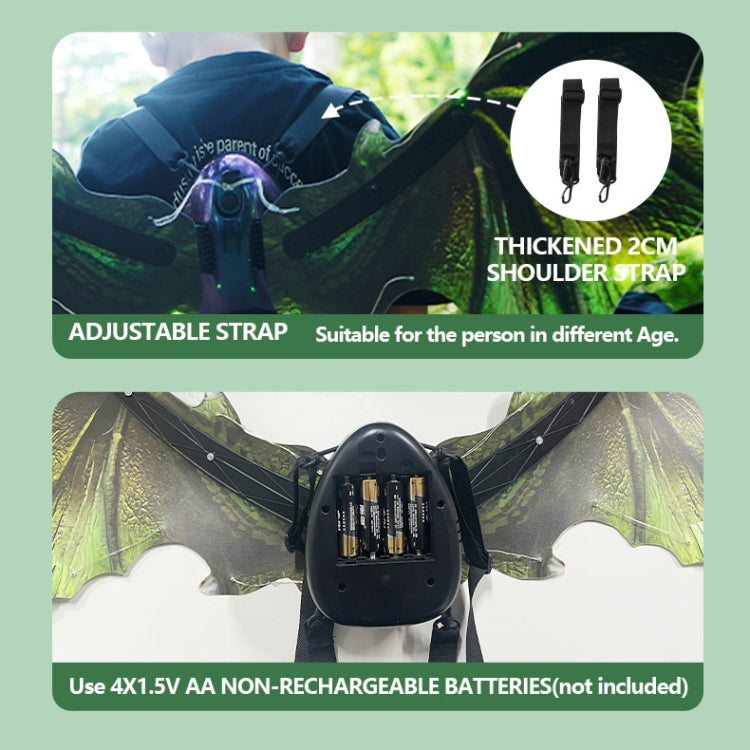 Rockwoo R02 Electric Dinosaur Wings with Lighting and Music(Green) by bashfashion