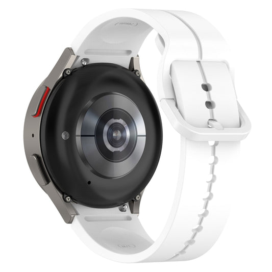 For Samsung Galaxy Watch 6 / 6 Classic Grooved Color Buckle Silicone Watch Band(White) by bashfashion