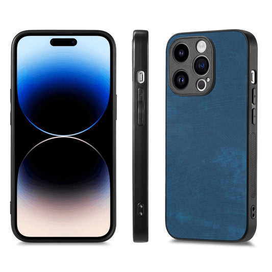 For iPhone 15 Pro Max ENKAY Retro Leather Skin PC Phone Case with High Aluminum-silicon Glass Film(Blue) by ENKAY