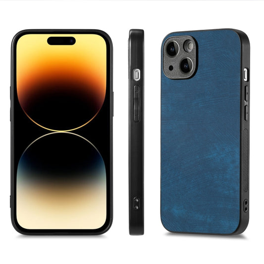 For iPhone 15 ENKAY Retro Leather Skin PC Phone Case with High Aluminum-silicon Glass Film(Blue) by ENKAY