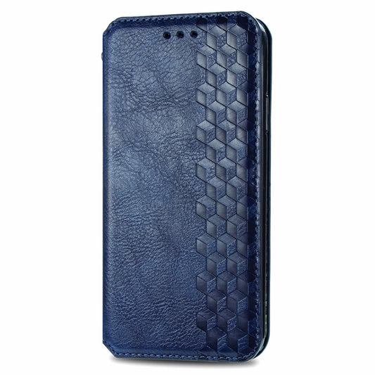 For OPPO Reno11 5G EU Cubic Grid Pressed Magnetic Leather Phone Case(Blue) by bashfashion