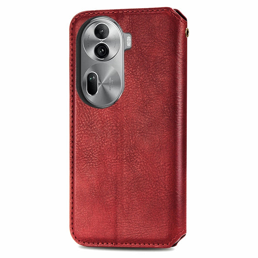 For OPPO Reno11 Pro 5G EU Cubic Grid Pressed Magnetic Leather Phone Case(Red) by bashfashion