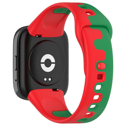 For Redmi Watch 3 Active Stitching Two Color Silicone Watch Band(Red Green) by bashfashion