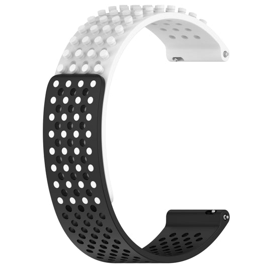 For GarminMove Trend 20mm Holes Breathable 3D Dots Silicone Watch Band(White+Black) by bashfashion