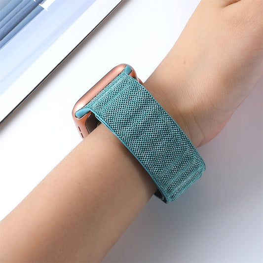 For Apple Watch 8 45mm Denim Magnetic Watch Band(Cyan) by bashfashion