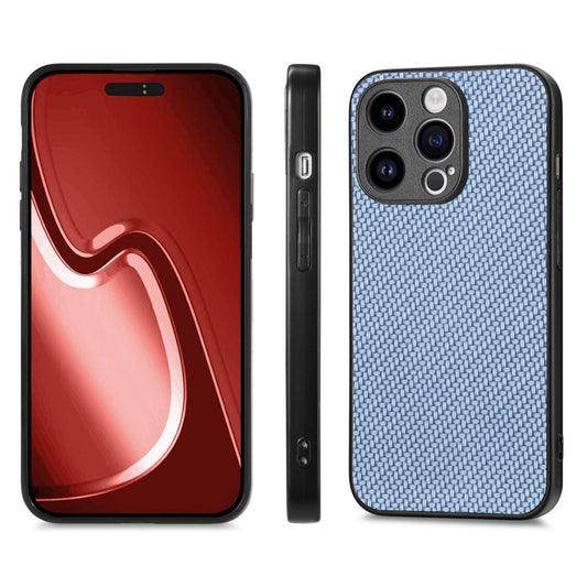 For iPhone 15 Pro Max ENKAY Fiber Leather Skin PC Phone Case with High Aluminum-silicon Glass Film(Blue) by ENKAY