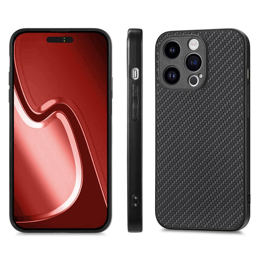 For iPhone 15 Pro ENKAY Fiber Leather Skin PC Phone Case with High Aluminum-silicon Glass Film(Black) by ENKAY