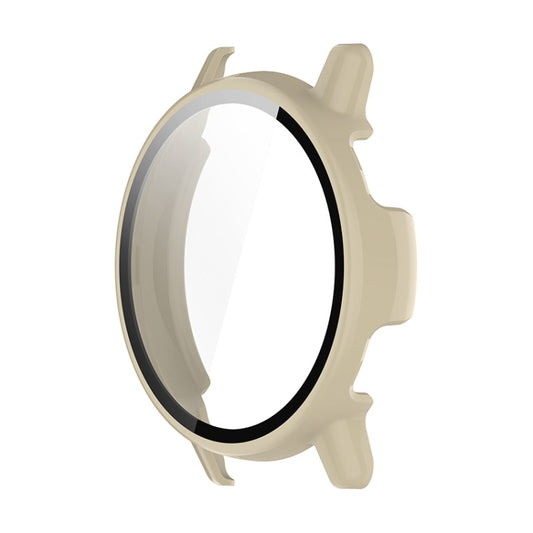 For Garmin Active 5 ENKAY Hat-Prince Full Coverage Tempered Glass Film Integrated PC Watch Cover(Ivory White) by ENKAY