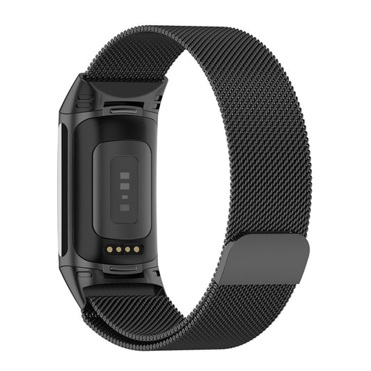 For Fitbit Charge 6 Milan Magnetic Metal Steel Mesh Watch Band(Black) by bashfashion