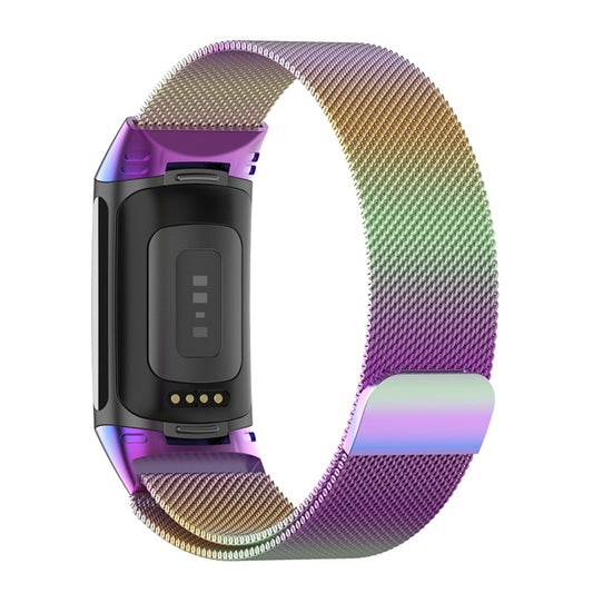 For Fitbit Charge 6 Milan Magnetic Metal Steel Mesh Watch Band(Colorful) by bashfashion