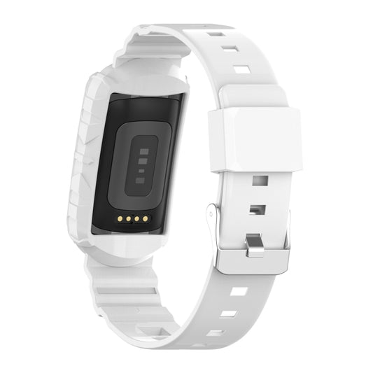 For Fitbit Charge 6 / 5 / 4 / 3 Armor Integrated TPU Watch Band(White) by bashfashion