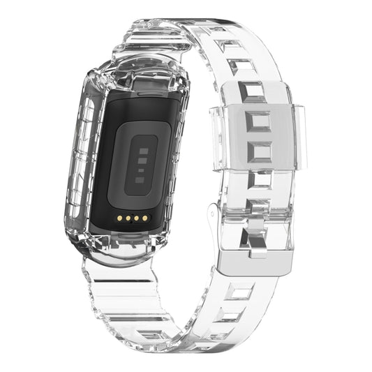 For Fitbit Charge 6 / 5 / 4 / 3 Armor Integrated TPU Watch Band(Transparent) by bashfashion