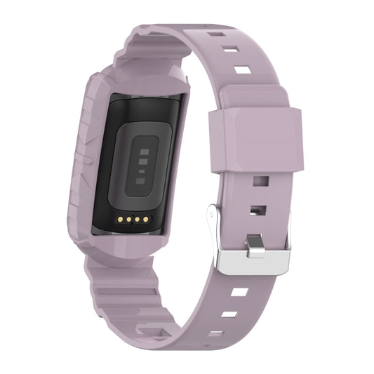 For Fitbit Charge 6 / 5 / 4 / 3 Armor Integrated TPU Watch Band(Light Purple) by bashfashion