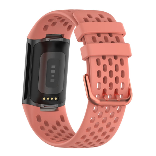 For Fitbit Charge 6 Solid Color Breathable Sports Silicone Watch Band(Pink) by bashfashion