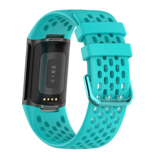 For Fitbit Charge 6 Solid Color Breathable Sports Silicone Watch Band(Teal Green) by bashfashion