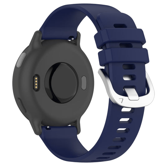 For Garmin VivoMove Luxe / Garminmove Luxe Liquid Glossy Silver Buckle Silicone Watch Band(Dark Blue) by bashfashion