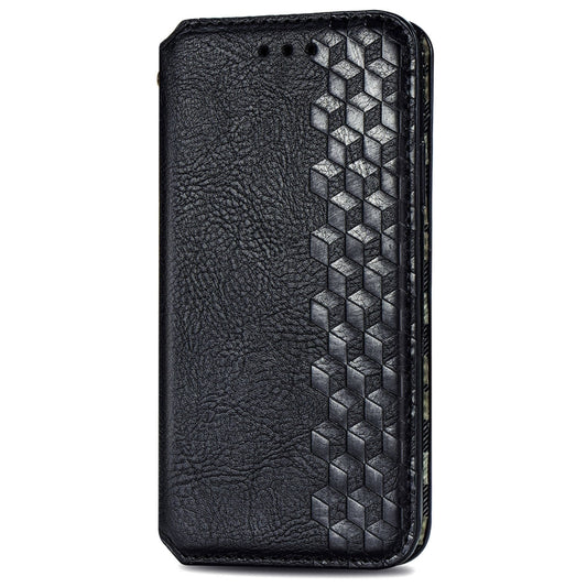 For Realme 12 Pro+ Cubic Grid Pressed Magnetic Leather Phone Case(Black) by bashfashion