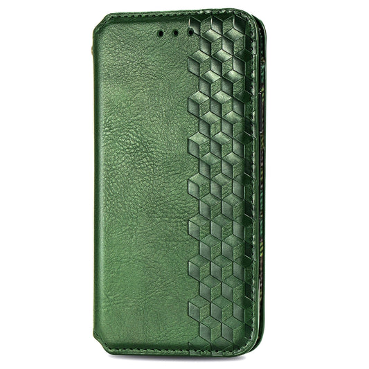 For Realme 12 Cubic Grid Pressed Magnetic Leather Phone Case(Green) by bashfashion