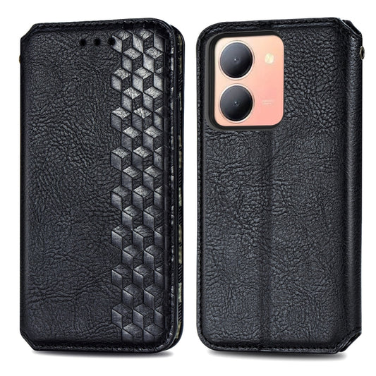 For vivo Y78 Cubic Grid Pressed Magnetic Leather Phone Case(Black) by bashfashion
