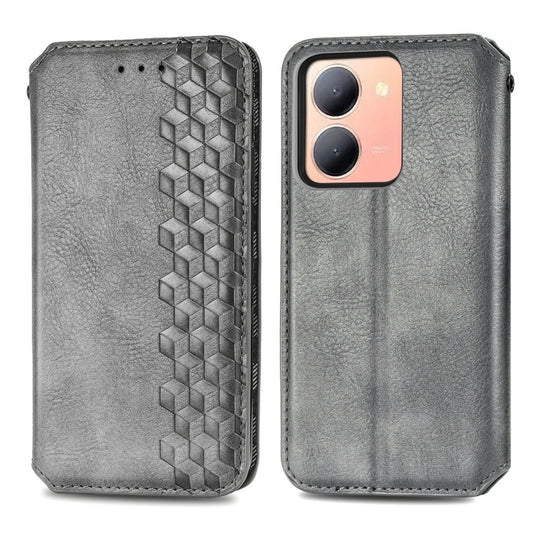 For vivo Y78 Cubic Grid Pressed Magnetic Leather Phone Case(Grey) by bashfashion